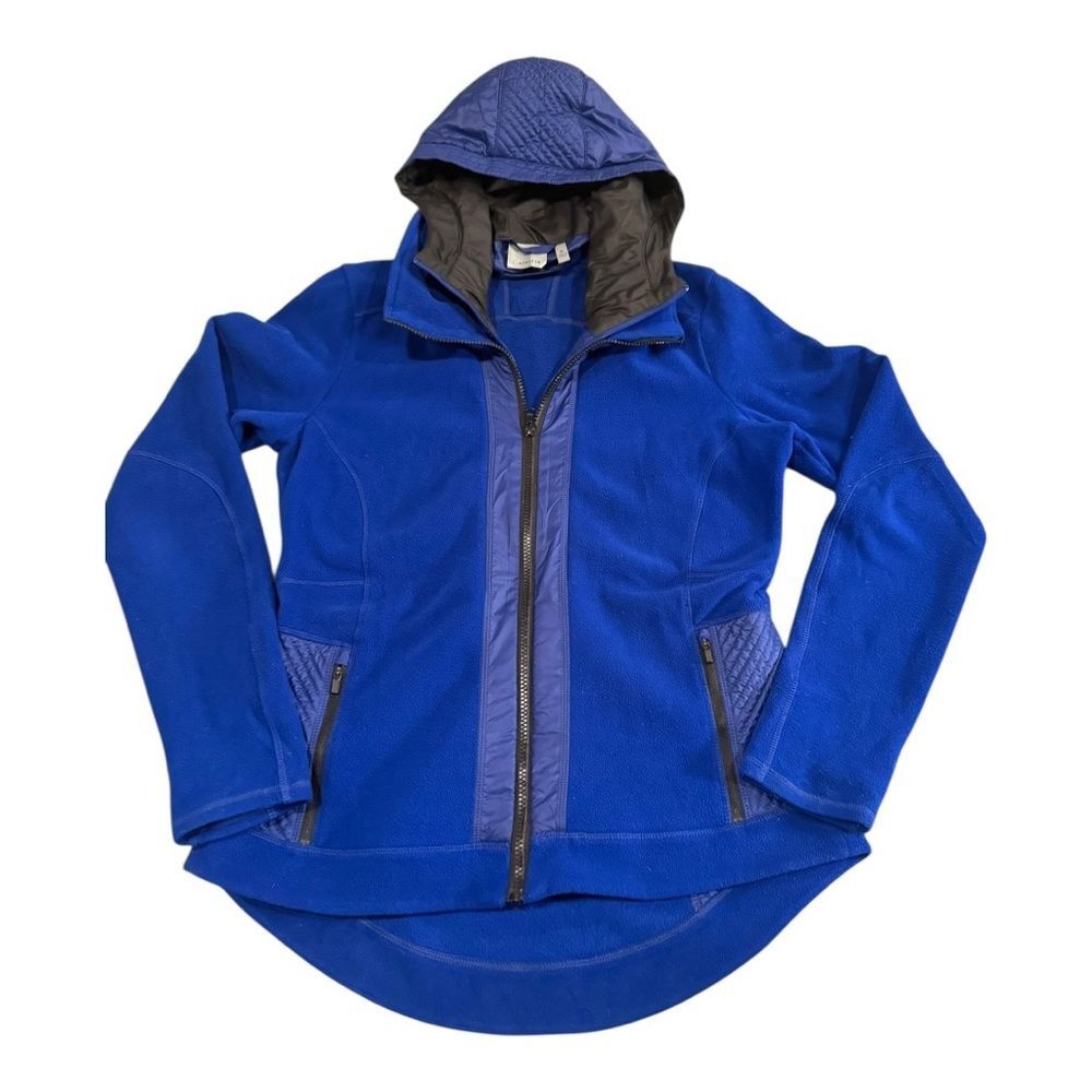 Athleta Women’s M Royal Blue Fleece Mixed Full Zip Hooded Jacket